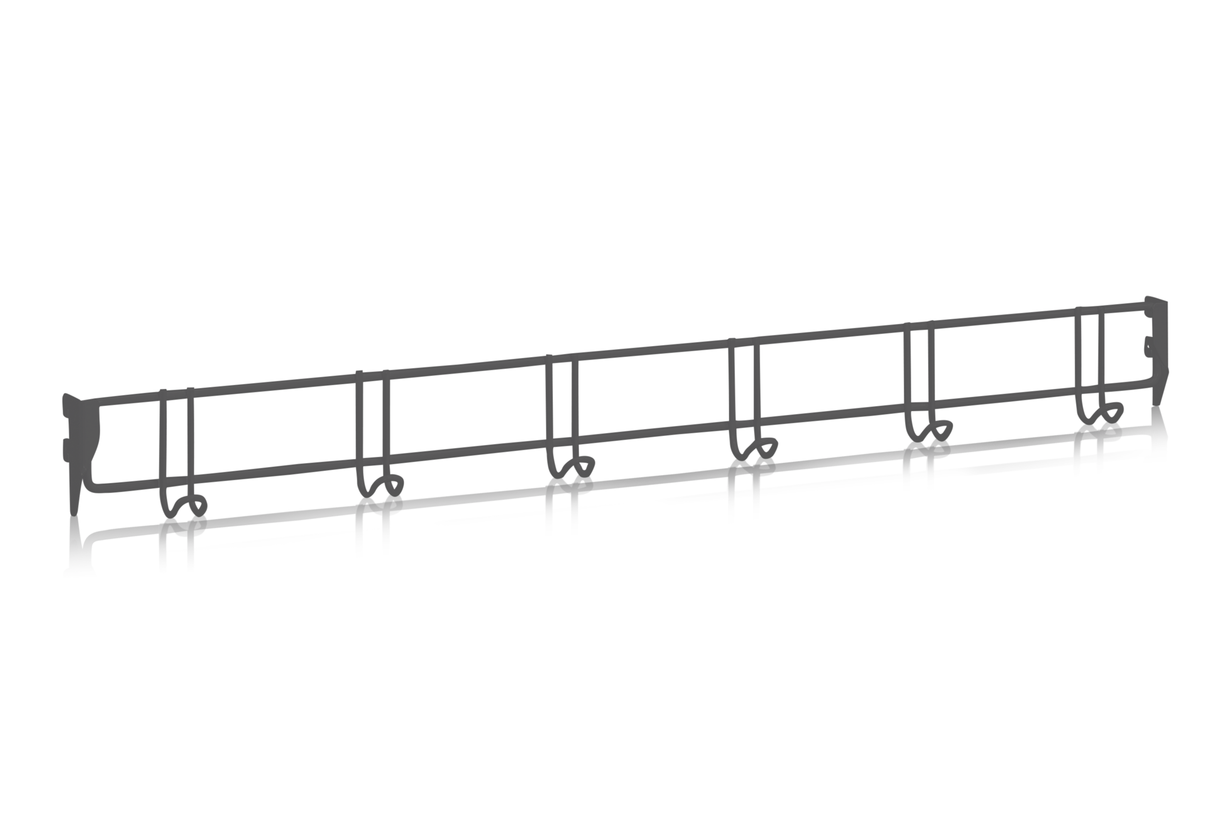 Klädkroklist 900 mm 6 Krokar Grå