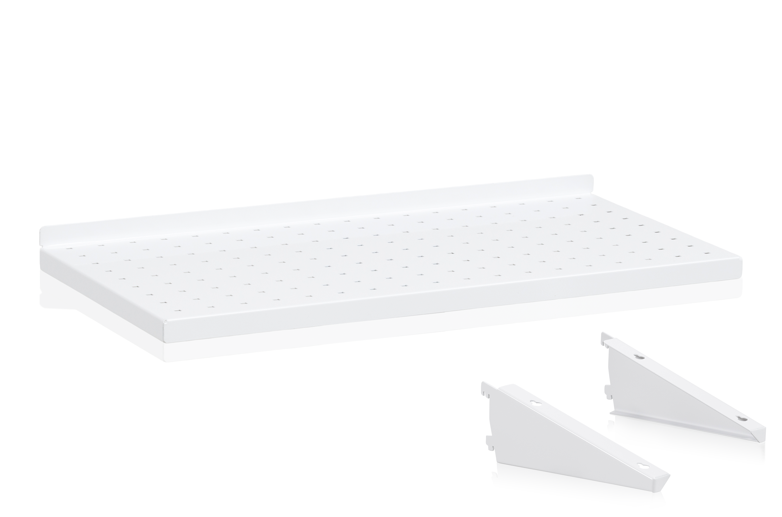 Plåthyllplan Perforerat 600x300 mm inkl konsol Vit