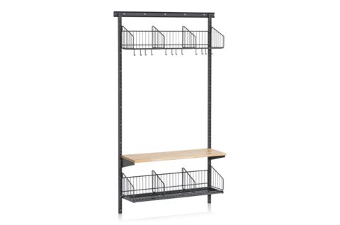 Sko- och Hatthylla inkl Sittbänk Vägg Bassektion Grå