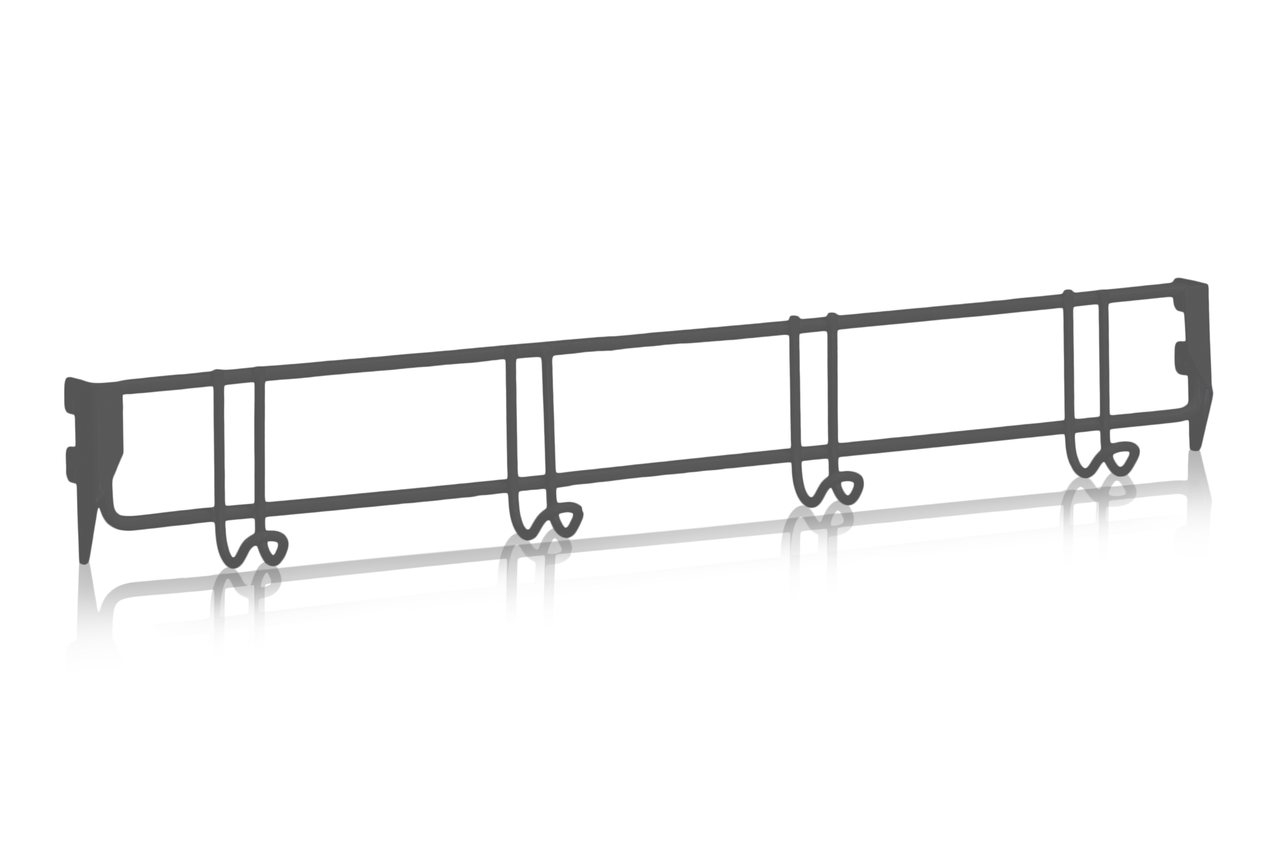 Klädkroklist 600 mm 4 Krokar Grå