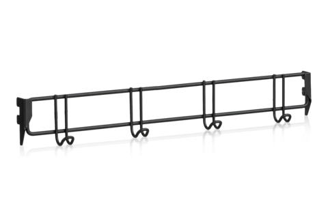 Klädkroklist 600 mm 4 Krokar Svart