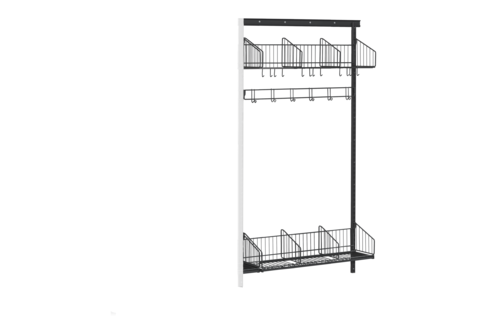 Sko- och Hatthylla inkl Kroklist Vägg Följdsektion Grå