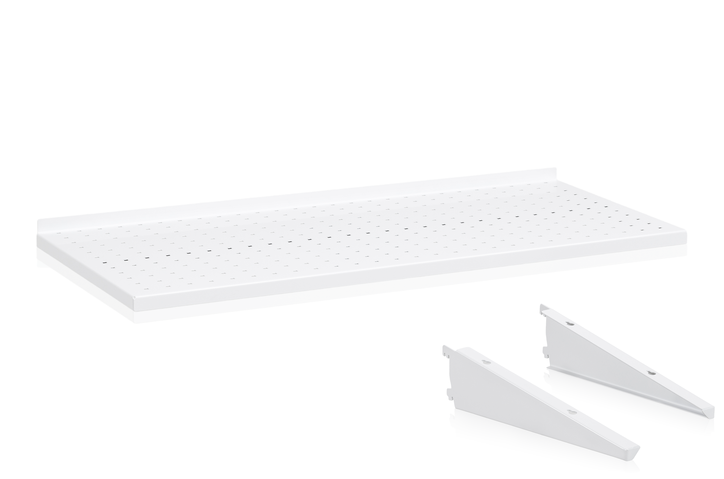 Plåthyllplan Perforerat 900x400 inkl konsol Vit
