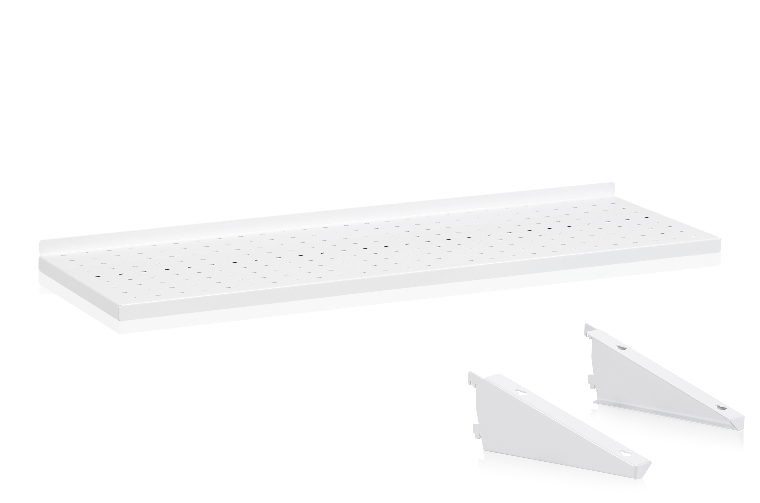 Plåthyllplan Perforerat 900x300 inkl konsol Vit