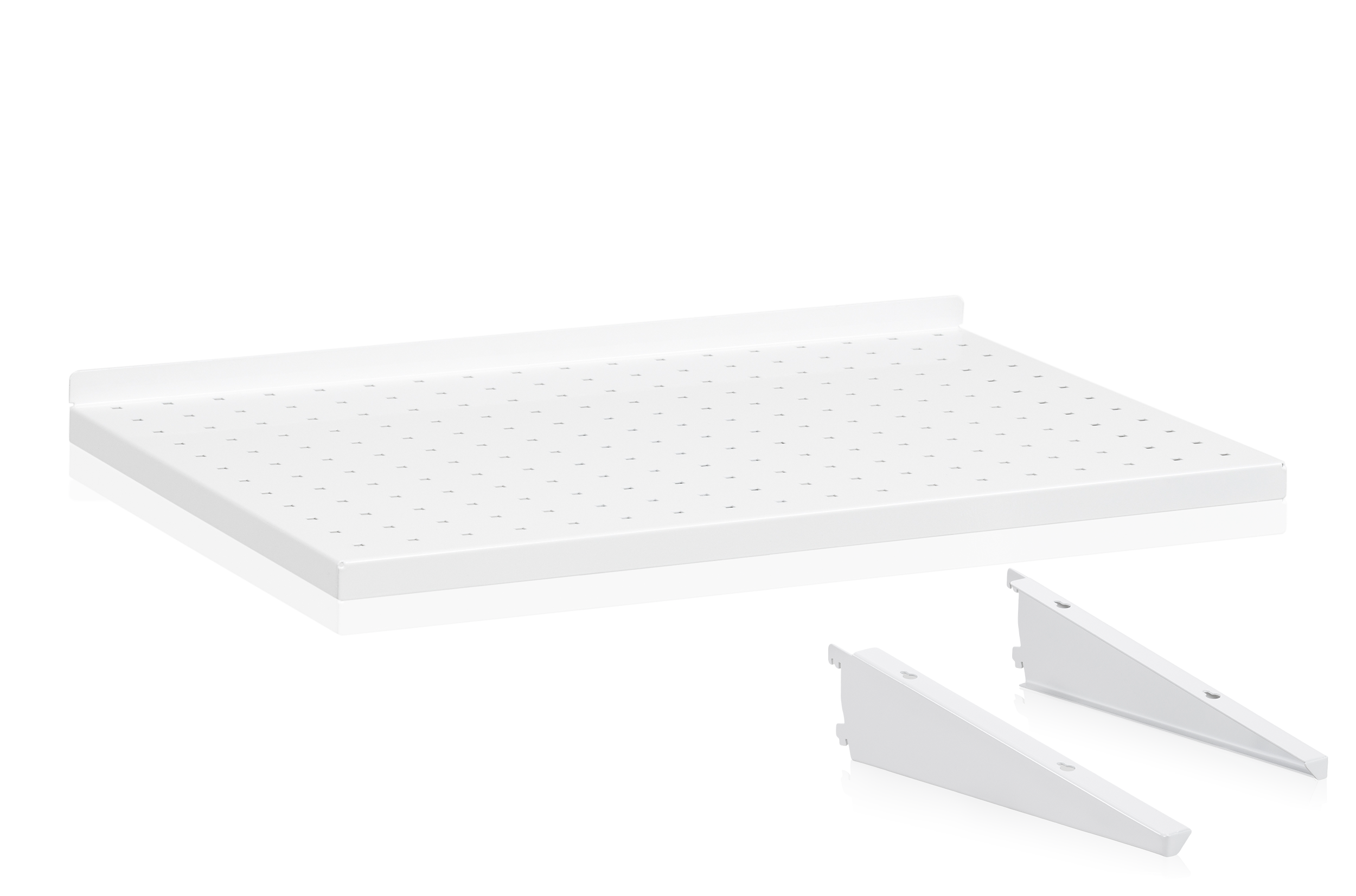 Plåthyllplan Perforerat 600x400 inkl konsol Vit