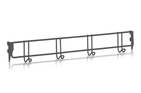 Klädkroklist 600 mm 4 Krokar Grå