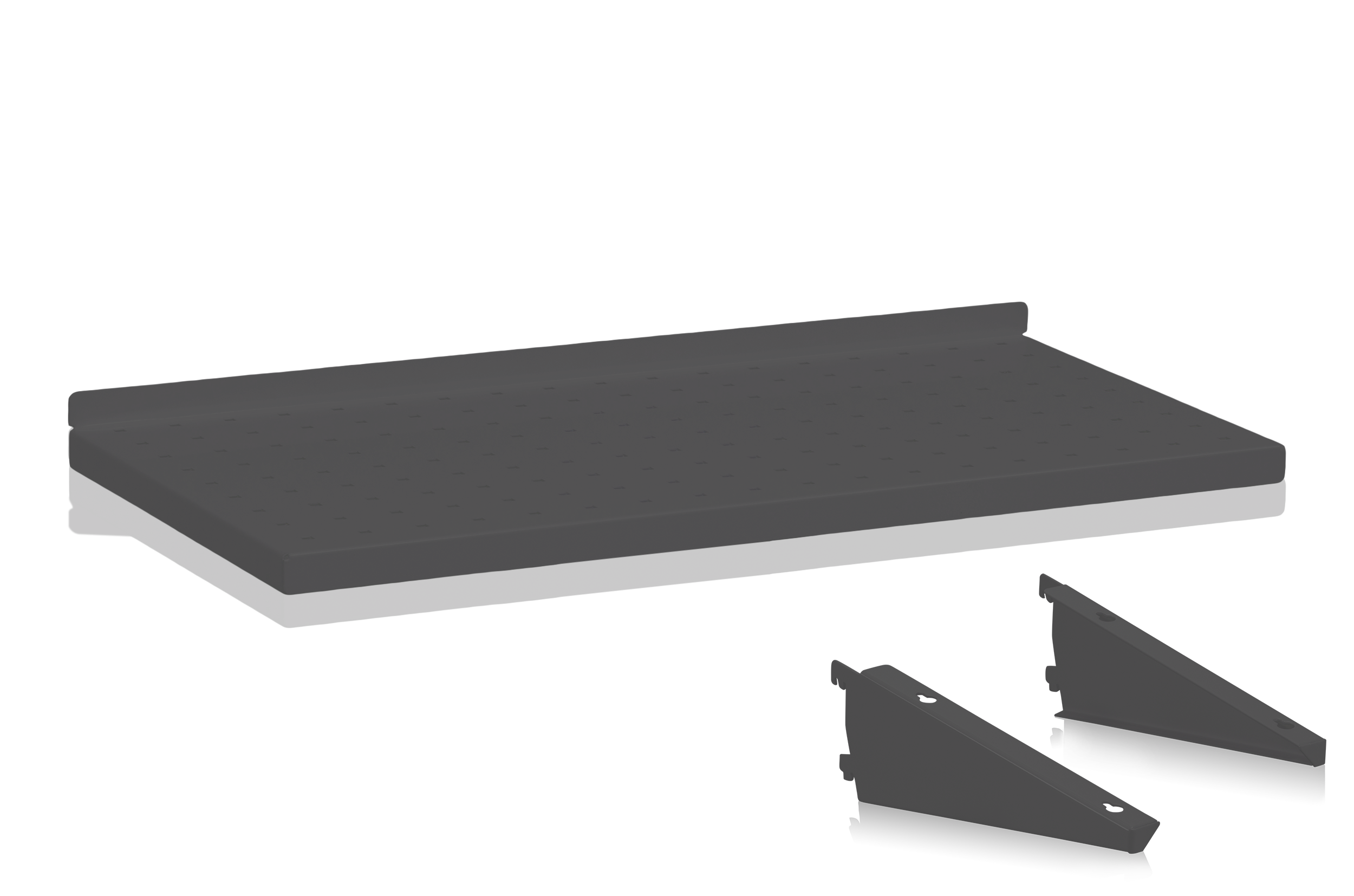Plåthyllplan Perforerat 600x300 mm inkl konsol Grå